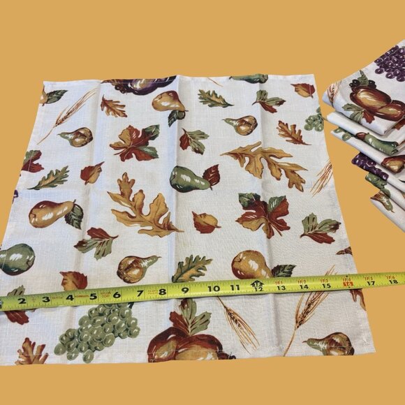 Set (7) Pear/grape/wheat/leaves Fall Table Linens Warm Thanksgiving Autumn Earth - Picture 2 of 5